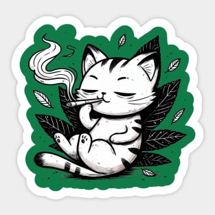 High Cat Smoking Weed dope Sticker